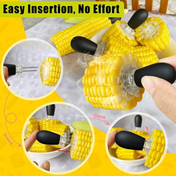 12 Pcs/6 Pairs Corn Holders, Stainless Steel Corn Cob Holders Corn on The Cob Sk - Picture 6 of 7